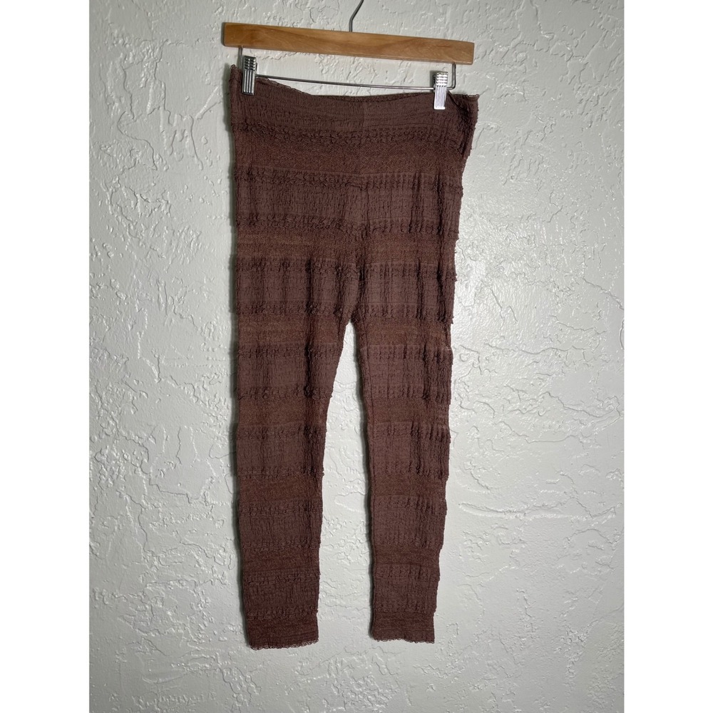 Free People Intimately Smocked Ruffle Lace Leggings Brown Women's Size M